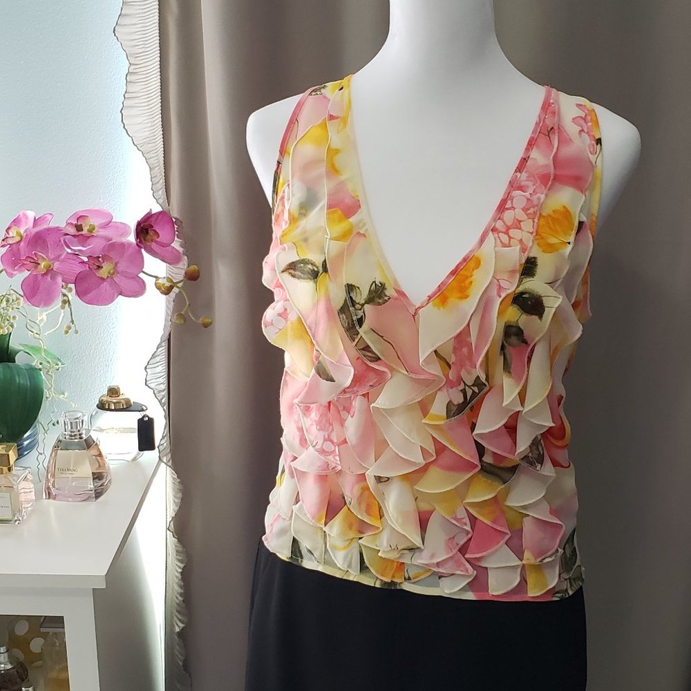 CACHE Sleevless Ruffle Blouse